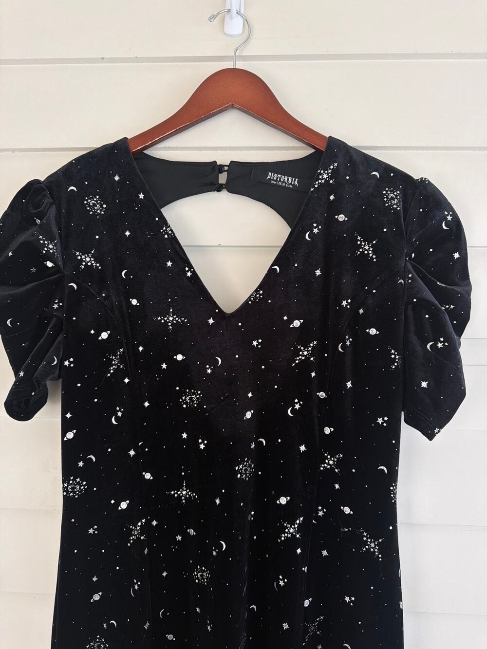 Velvet Celestial Moon Star Whimsigoth Maxi Disturbia Veniri Gown 14 Black Witchy